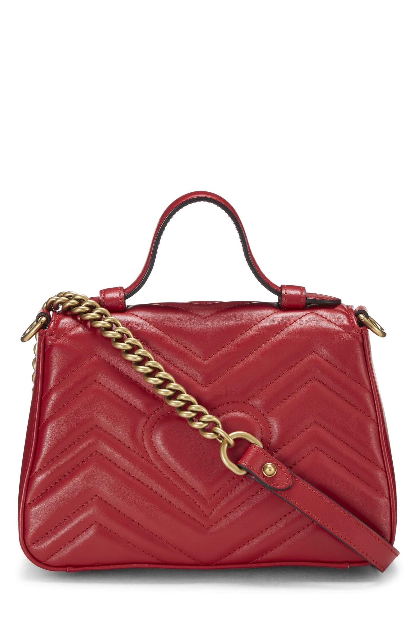 Gucci, Red Leather GG Marmont Top Handle Bag Mini, Red