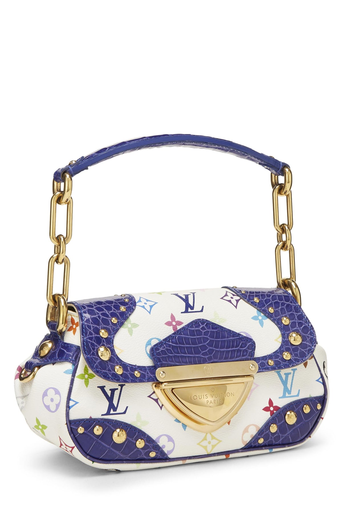 Louis Vuitton, Takashi Murakami x Louis Vuitton White Monogram Multicolore Croc Marilyn, Blue