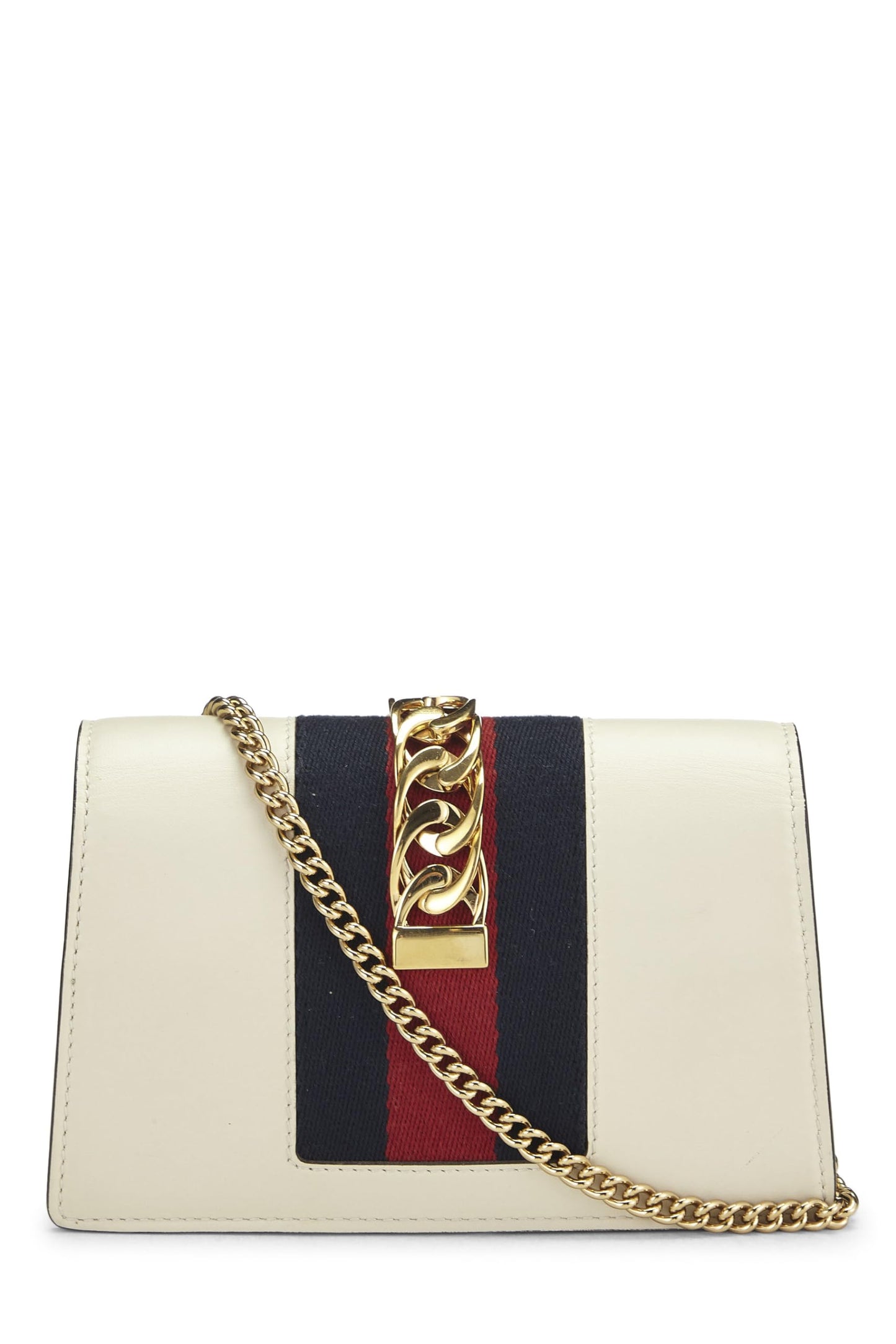 Gucci, White Leather Sylvie Chain Bag, White