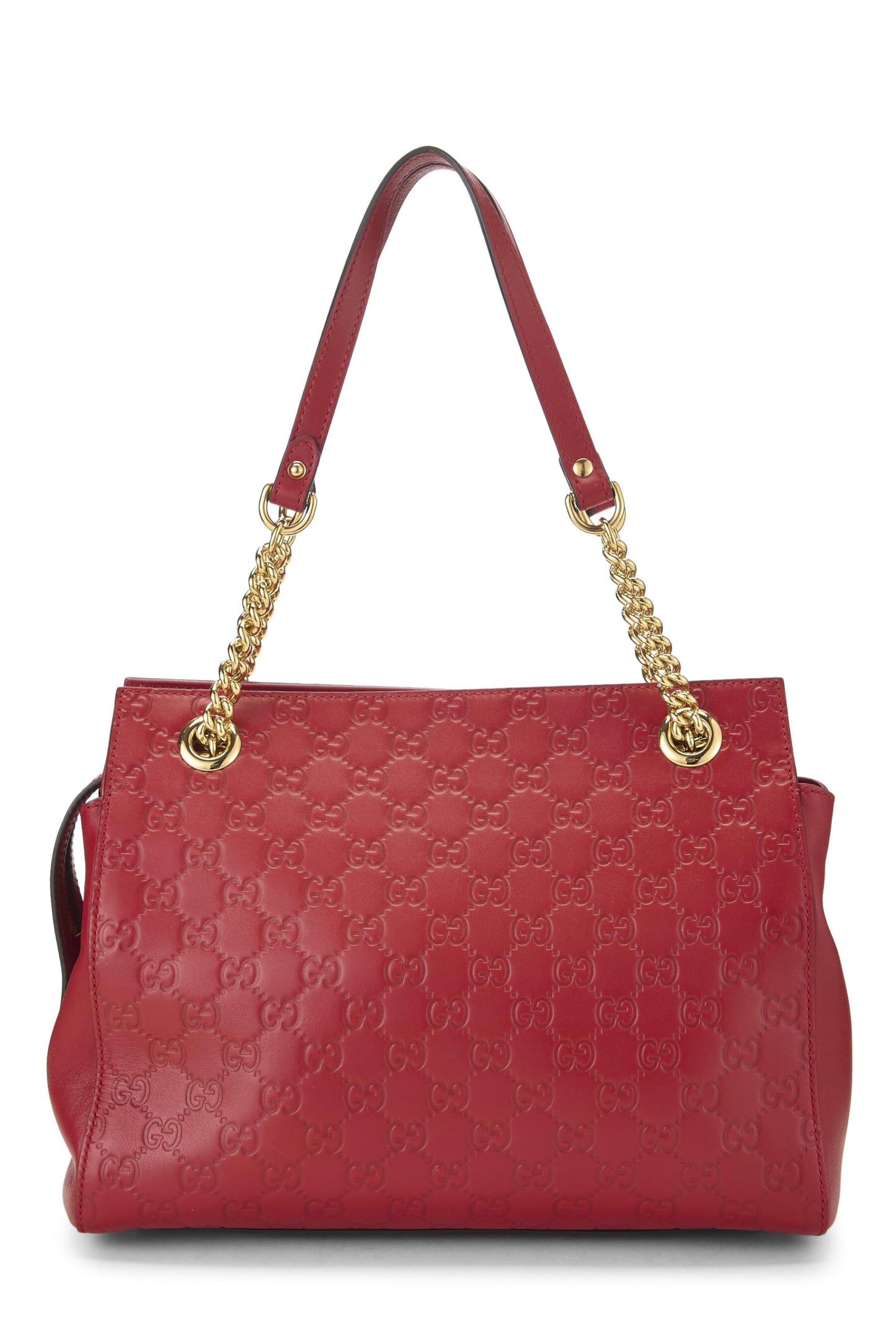 Gucci, Red Leather Guccissima Soft Chain Tote Medium, Red