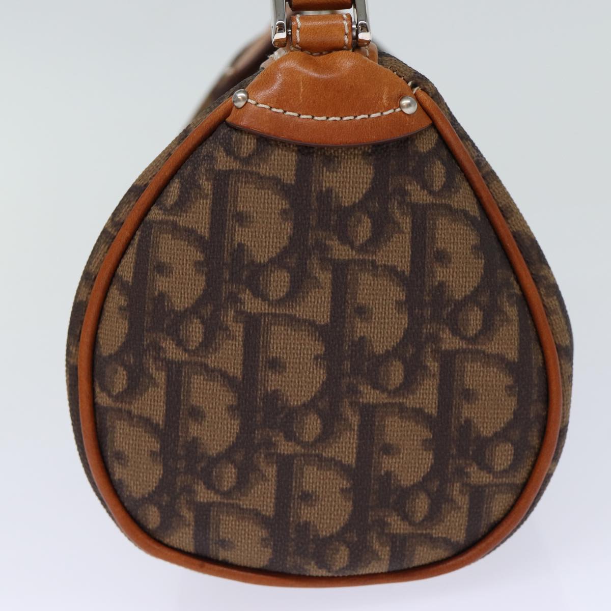 CHRISTIAN DIOR Trotter Romantic Hand Bag PVC Brown Auth 73200