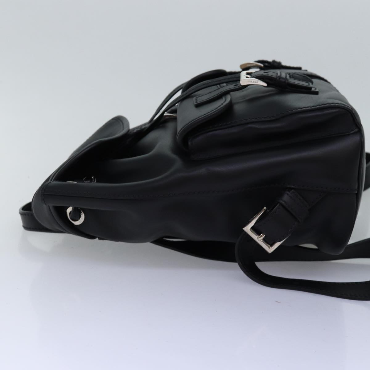 PRADA Backpack Leather Black Auth 74278A
