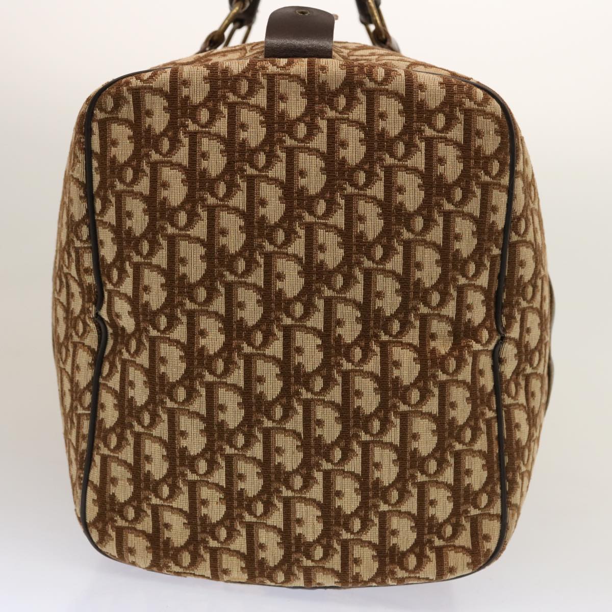 CHRISTIAN DIOR Trotter Canvas Boston Bag Beige Auth 74399