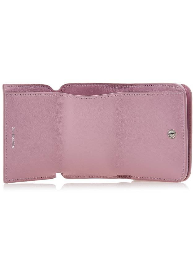 Luxury Balenciaga Logo Tripold Leather Half-Wallet Pink