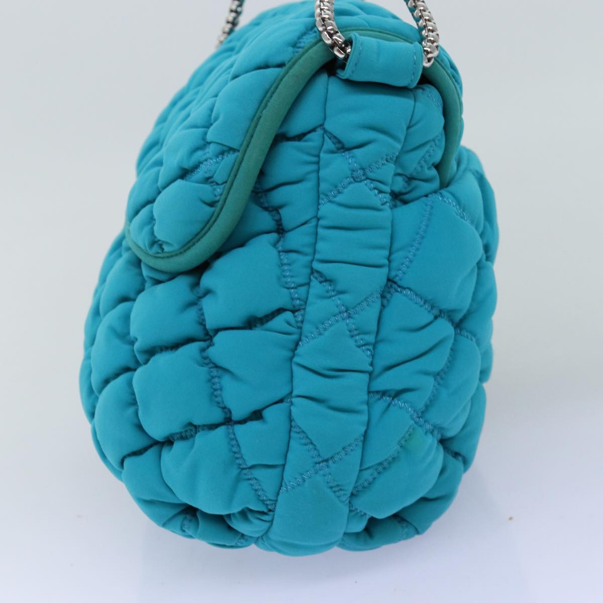 CHANEL Chain Shoulder Bag Nylon Blue CC Auth 74407A