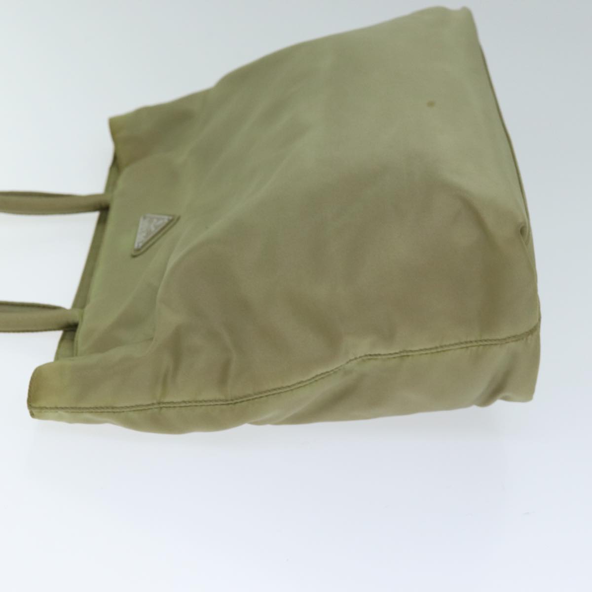 PRADA Tote Bag Nylon Beige Auth 74472