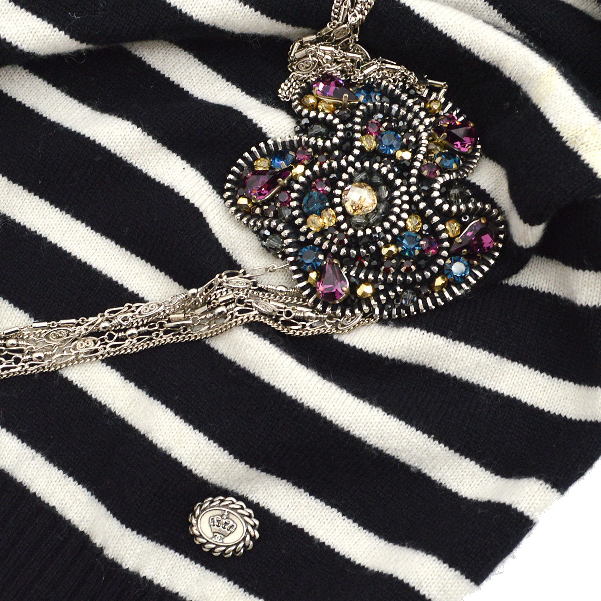 Chanel 2008 Fall chain-link embellished striped jumper #42