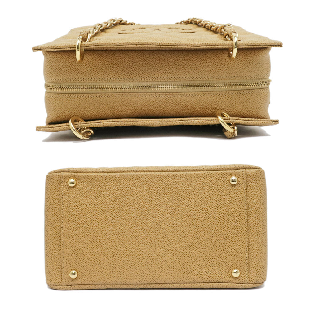 CHANEL CHANEL PST Tote Caviar S A18004 Beige G Handbag Shoulder Bag