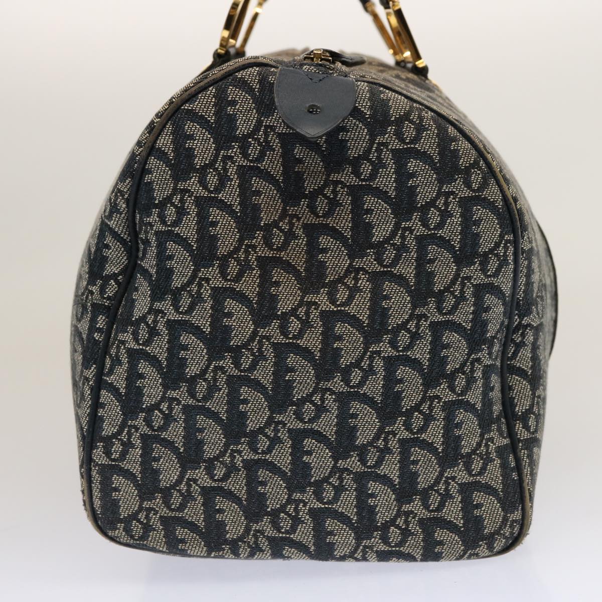 CHRISTIAN DIOR Trotter Canvas Boston Bag Navy Auth 75131