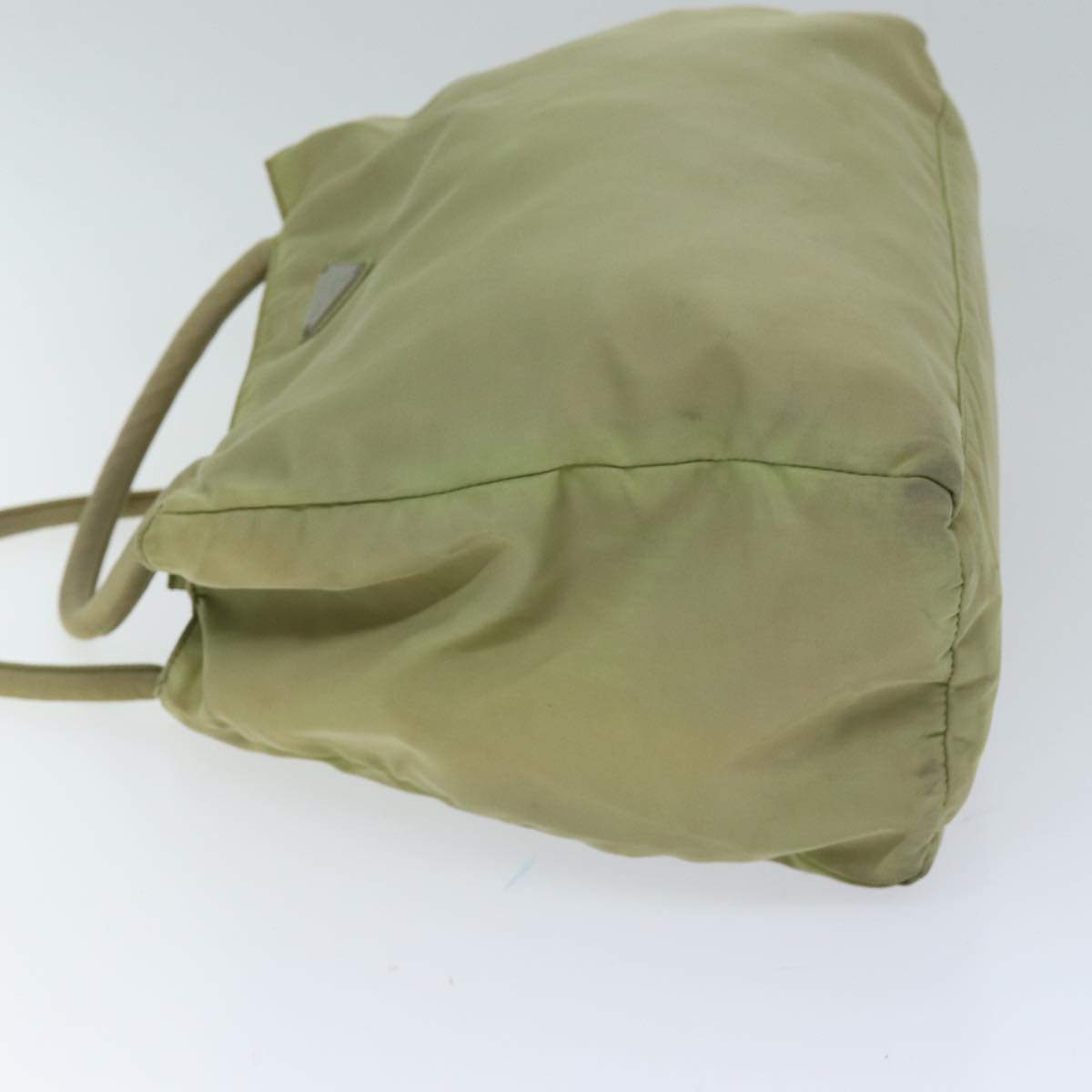 PRADA Tote Bag Nylon Beige Auth 75336