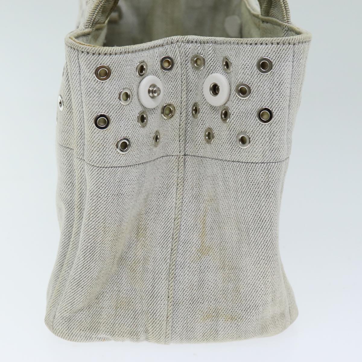 PRADA Canapa PM Hand Bag Canvas White Auth 75821