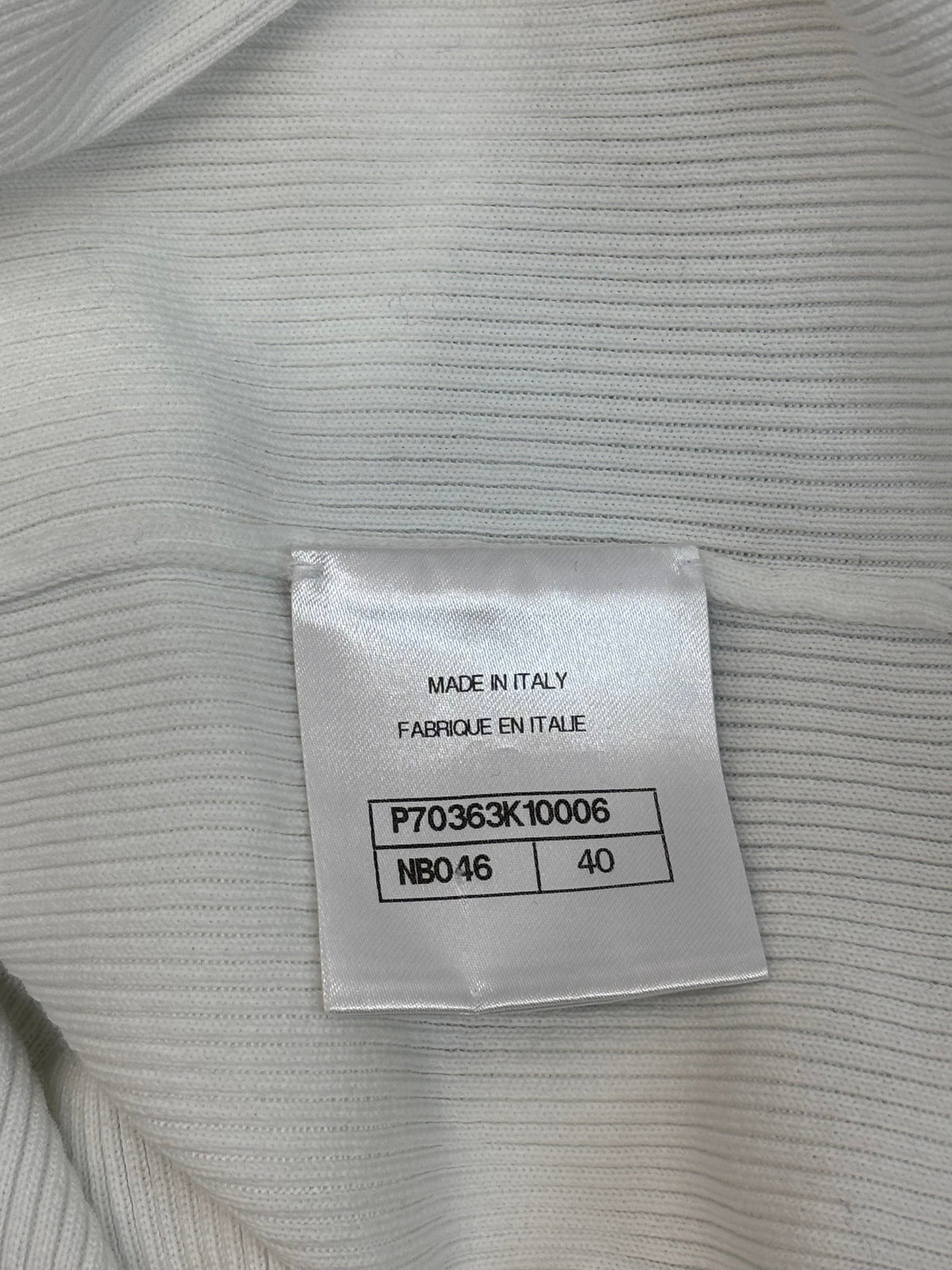 CHANEL White Ribbed Multicolor Clover Tank Top Sz 40