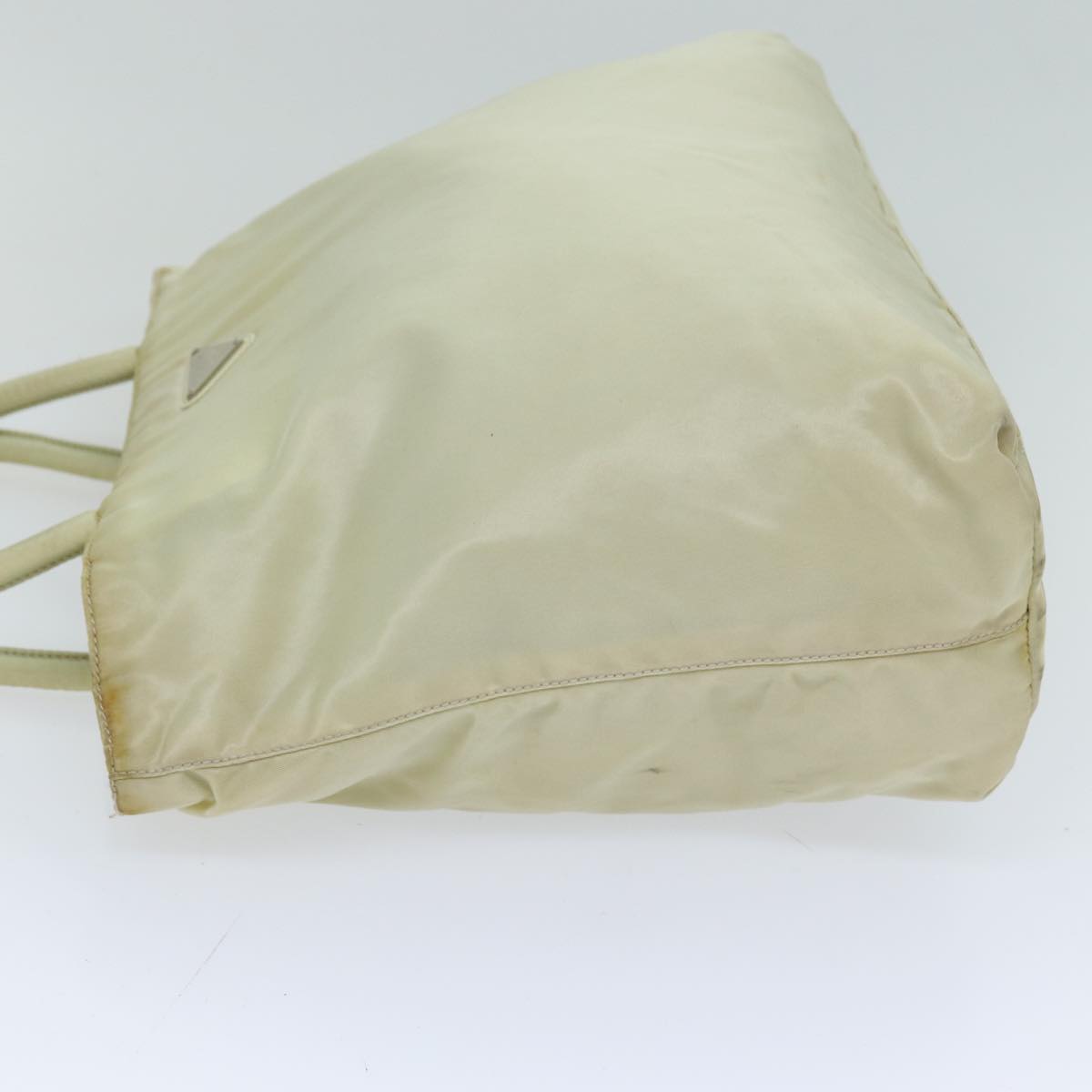 PRADA Tote Bag Nylon Cream Auth 76177