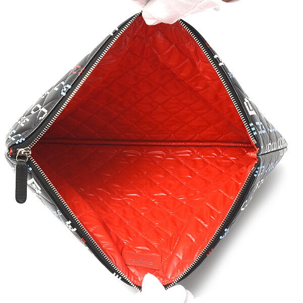 Chanel Lambskin Typography Clutch Bag Black