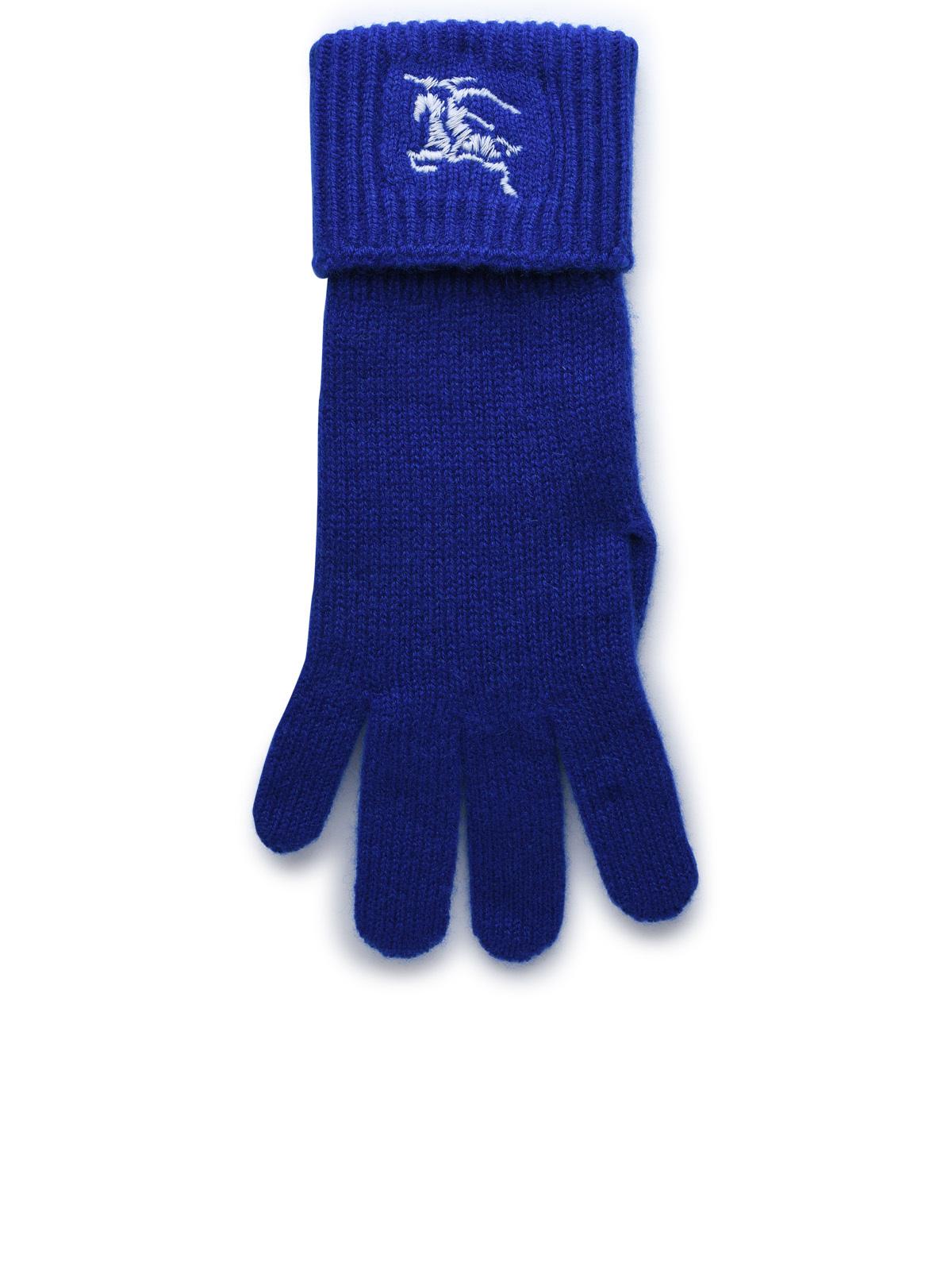 Burberry Blue Cashmere Blend Gloves Woman