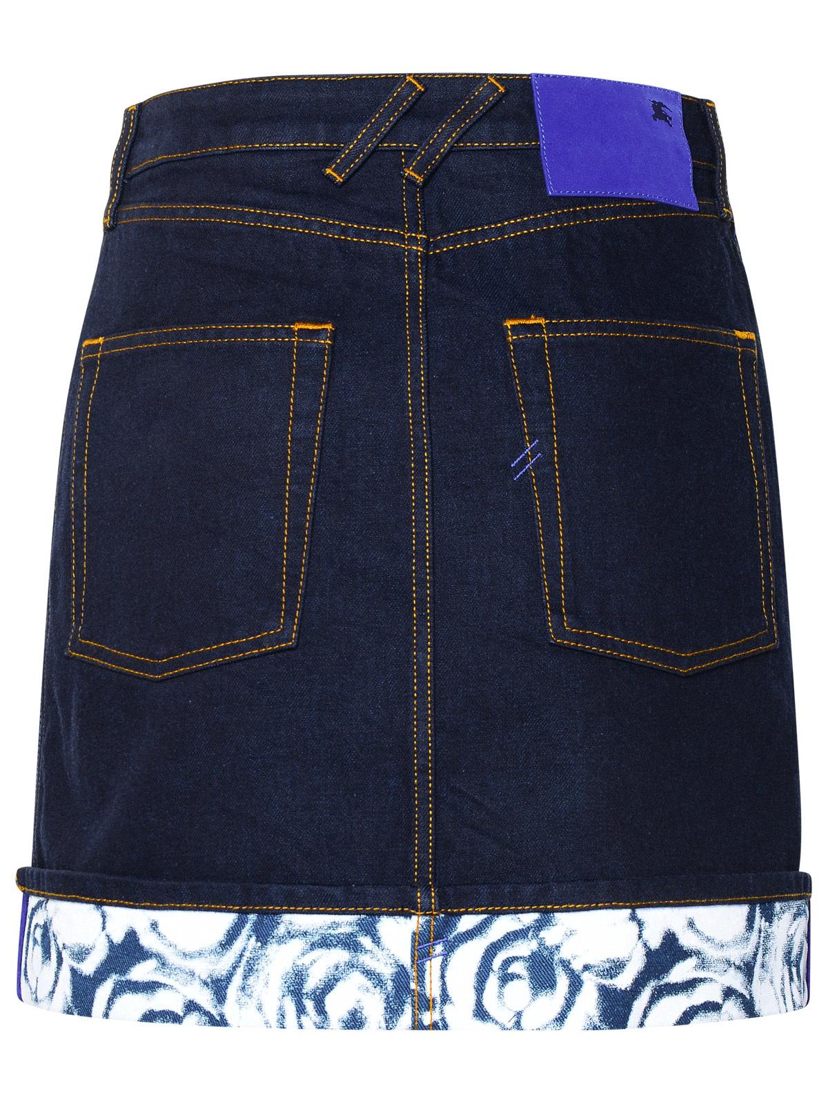 Burberry Indigo Blue Cotton Miniskirt Woman