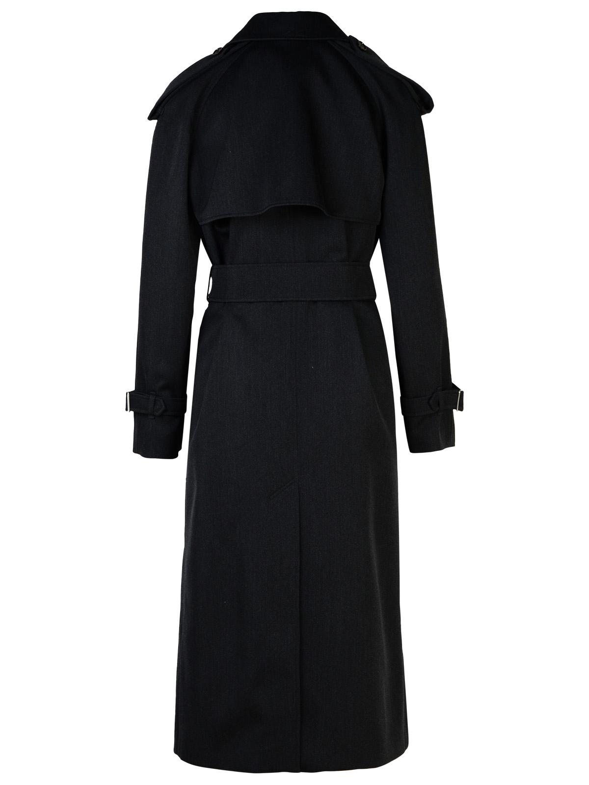 Burberry Grey Wool Long Trench Coat Woman