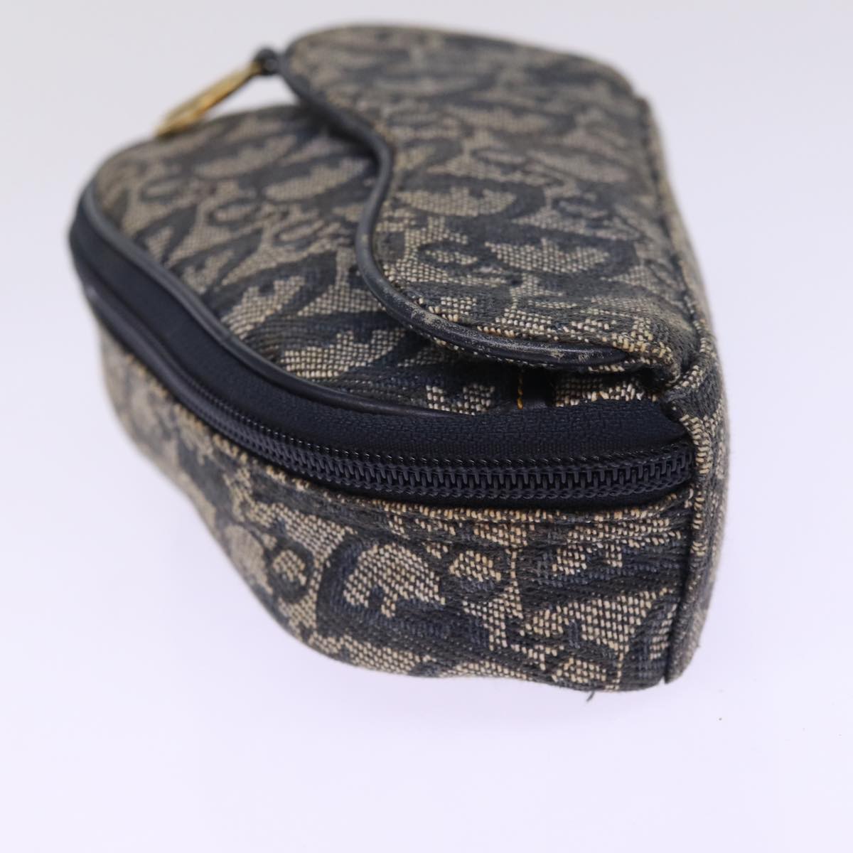 CHRISTIAN DIOR Trotter Canvas Saddle Accessory Pouch Navy Auth 77695