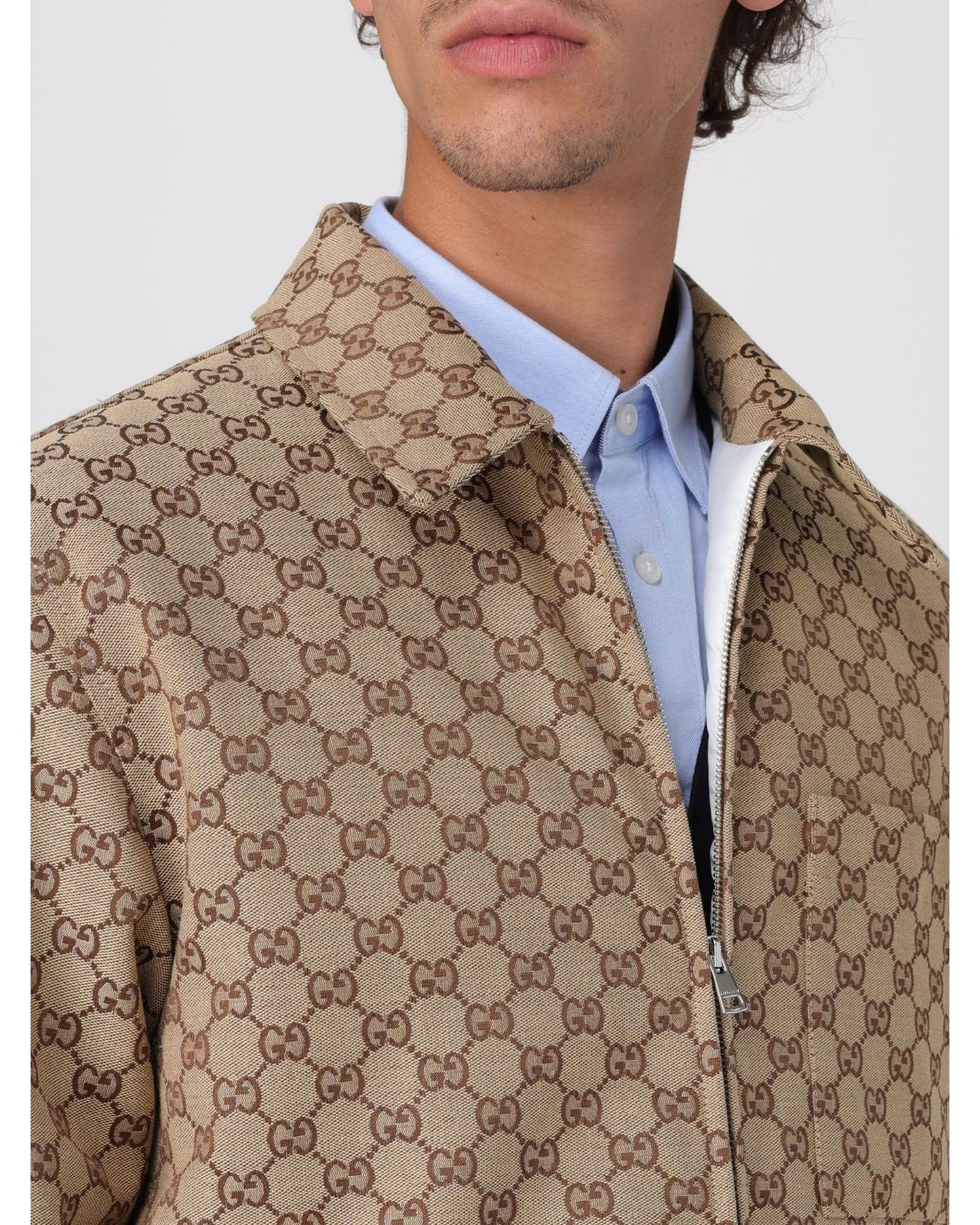 Gucci GG Pattern ZipUp Jacket Men Beige