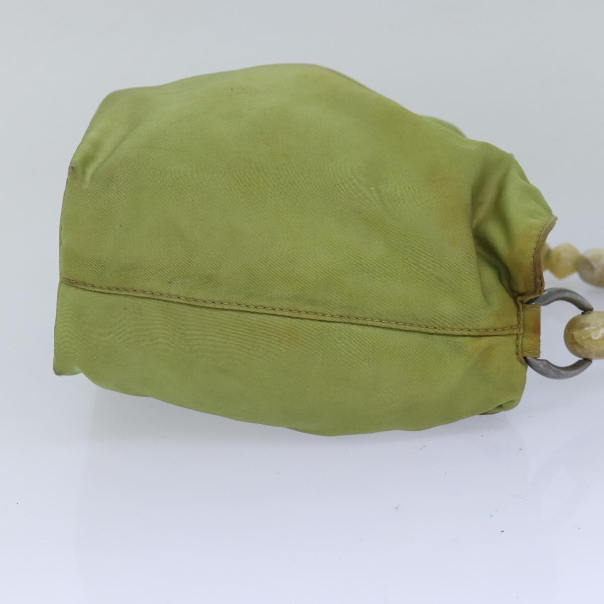 CHRISTIAN DIOR Maris Pearl Hand Bag Nylon Green Auth 79559