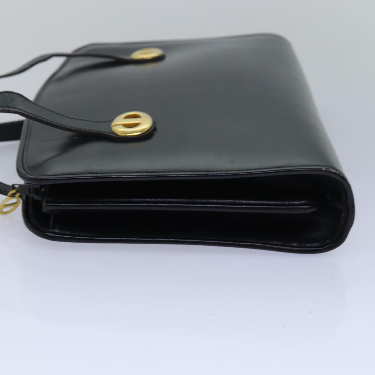 CHRISTIAN DIOR Hand Bag Leather Black Auth 79614