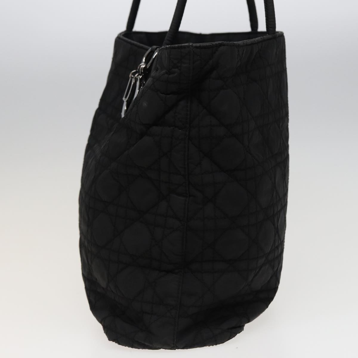 CHRISTIAN DIOR Lady Dior Canage Tote Bag Nylon Black Auth 79653