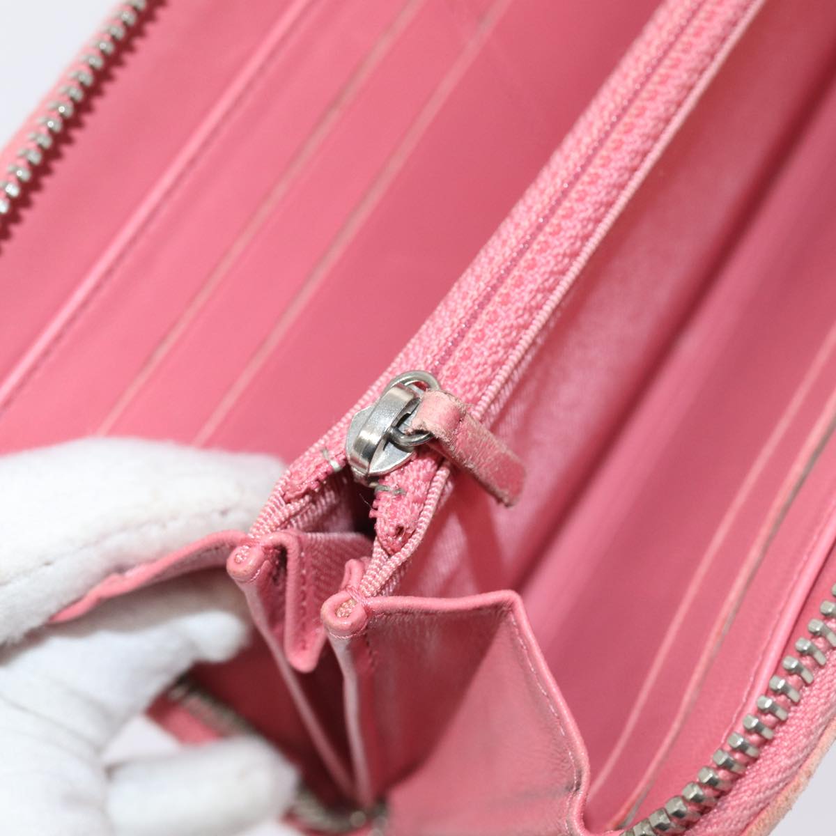 Top Quality Chanel Matelasse Long Wallet Lamb Skin Pink CC Auth 79765