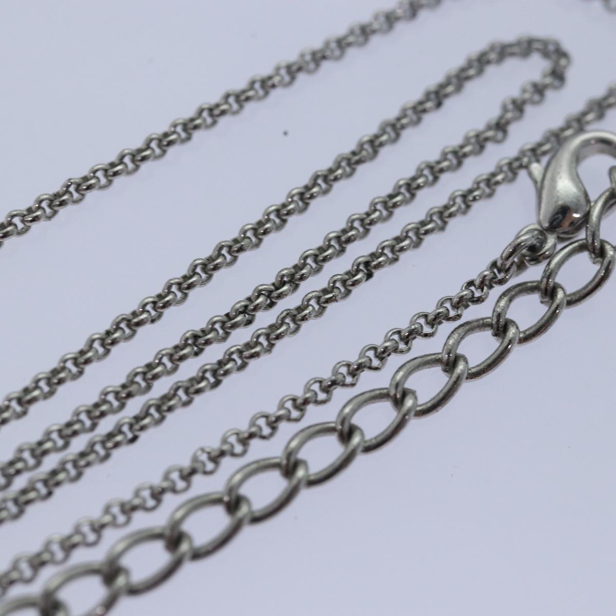CHRISTIAN DIOR Necklace Silver Auth 79781