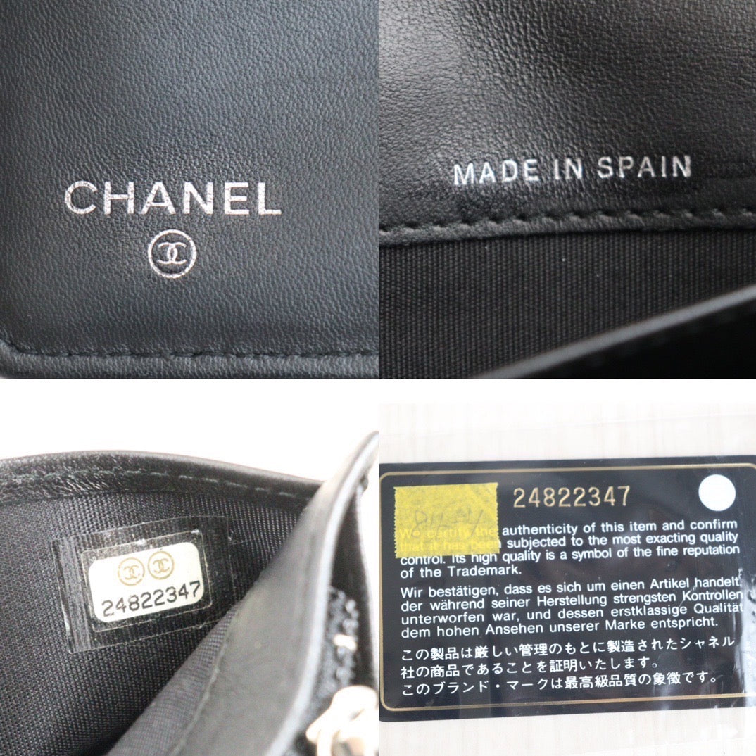 Rank AB |Chanel Lamb Leather Black Long Wallet Black Made In 2017 Year|23101004