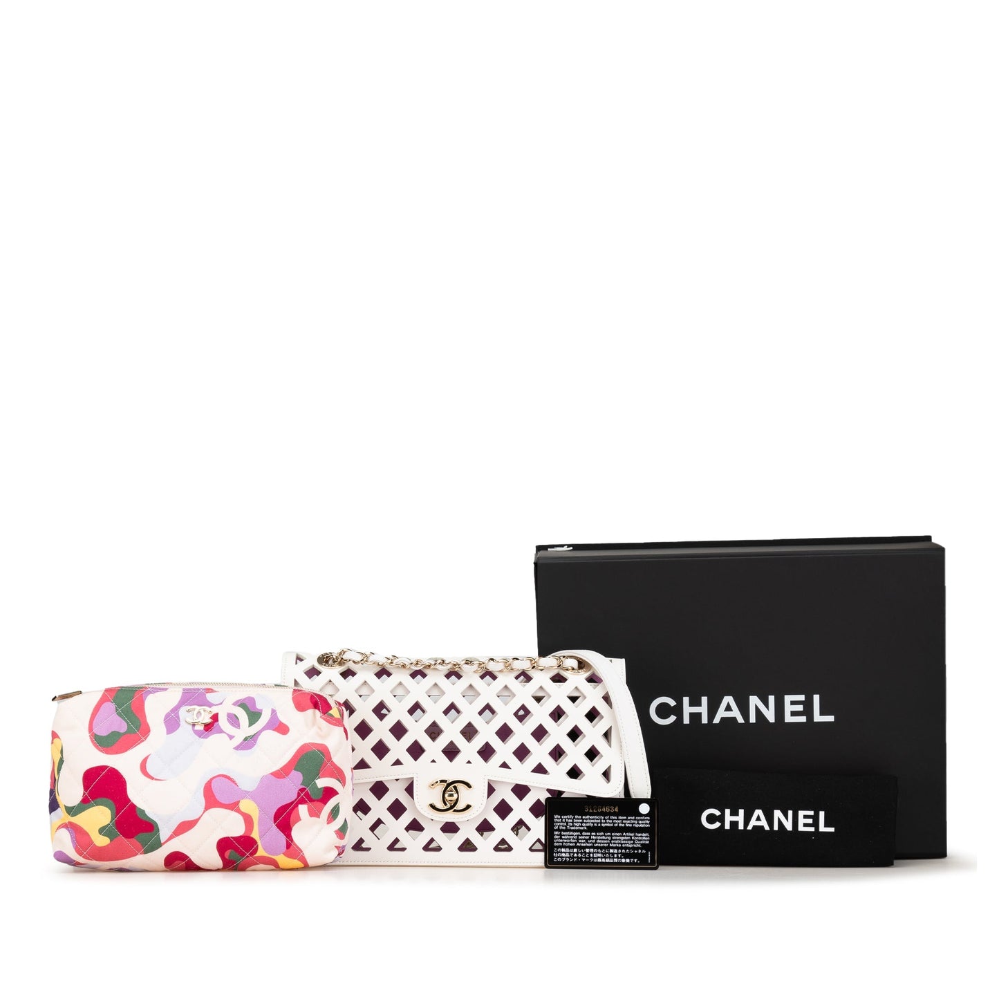 White Chanel Large Calfskin See Through Flap Crossbody Bag