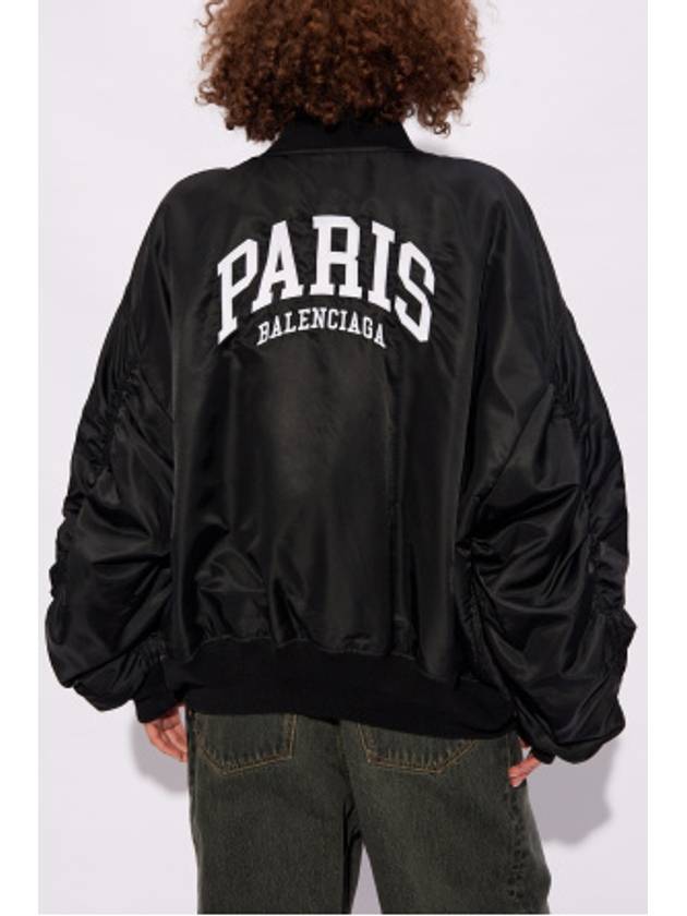 Luxury Balenciaga Paris Oversized Bomber Jacket Black