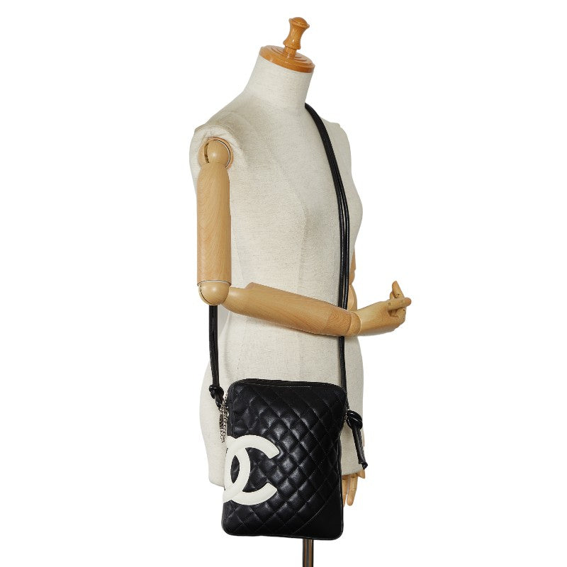 Chanel mattresses Combon line slo shoulder bag black leather ladies CHANEL