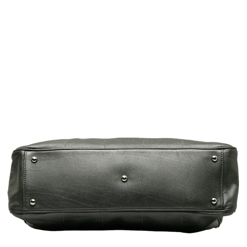 Chanel Chocolate Bar Mini Boston Bag HandBag Gray Leather Lady Chanel