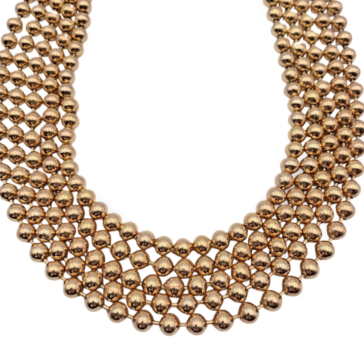 CHRISTIAN DIOR Vintage Gold Metal Multi Strand Beaded Chain Necklace