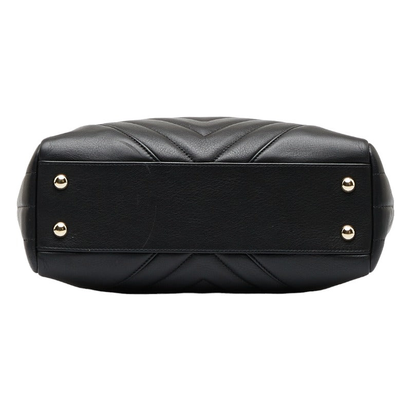 Chanel Chevron V tick Handbags Shoulder Bag 2WAY Black Leather CHANEL