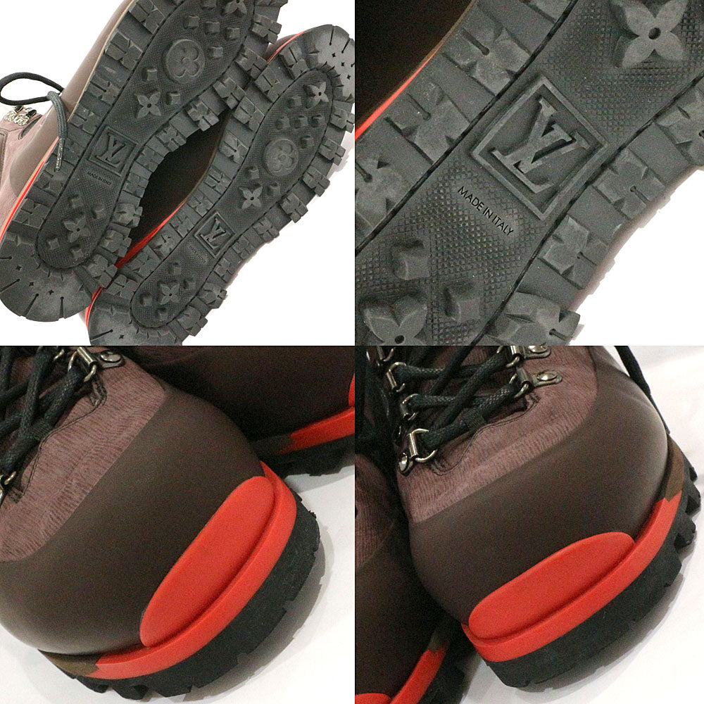 Louis Vuitton Shoes Tracg Boots 8 JP Approximately 26.5cm Equivalent Purple/Red Color Leather Laver Fashion Mens Fashion Changing Bands Preservation Bags Box