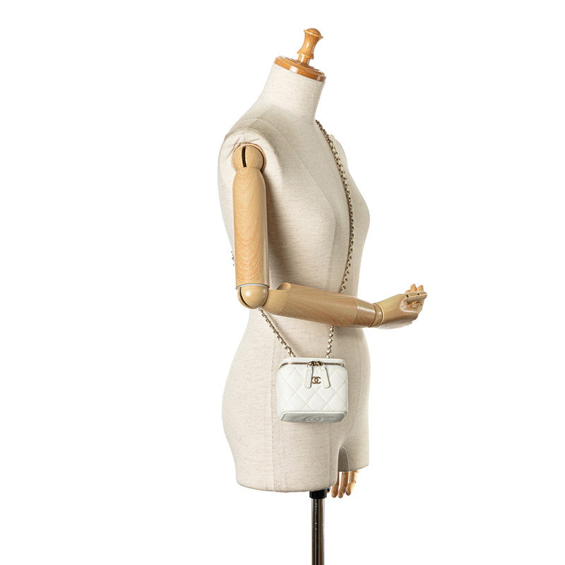 Chanel Matrasse Coco Chain Mini Bag Shoulder Bag Pochette White Caviar S Chanel