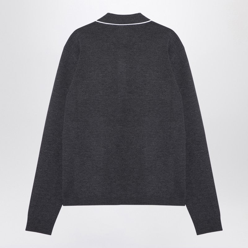 Gucci Grey Wool Polo Shirt With Logo Men