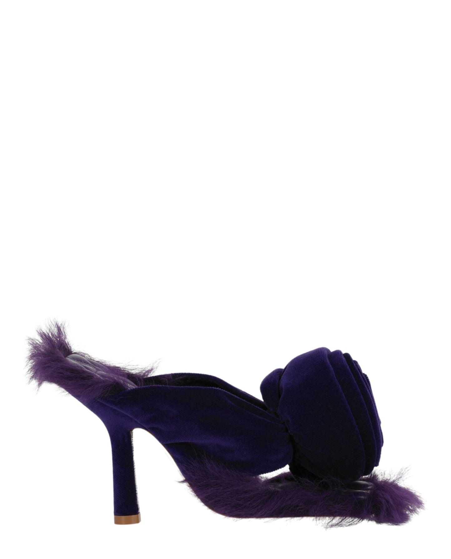 Burberry Womens Step Rose Velvet Heeled Sandals Purple
