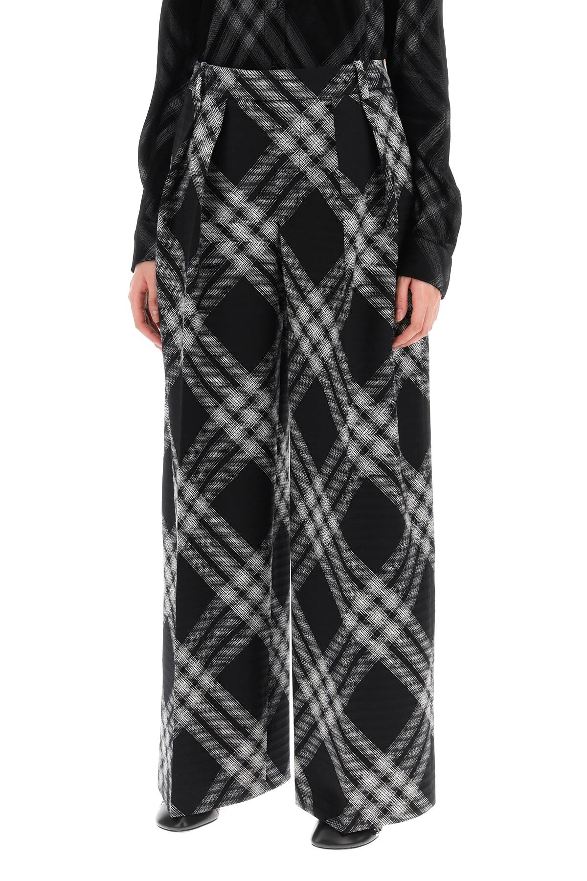 Burberry Double Pleated Checkered Palazzo Pants Women