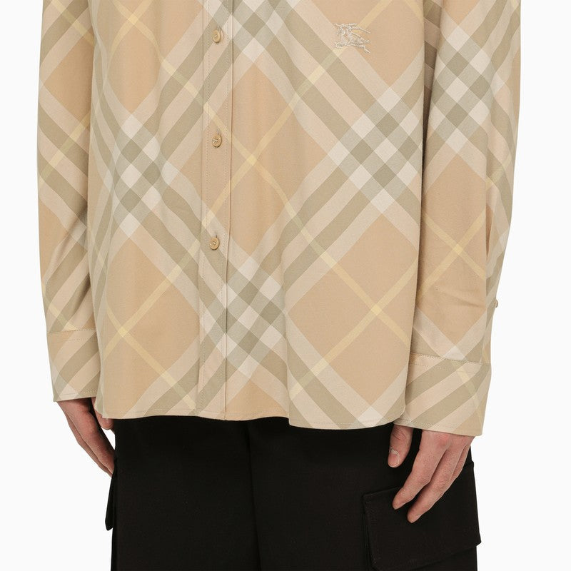 Burberry Check Pattern Button-Down Shirt In Cotton Men