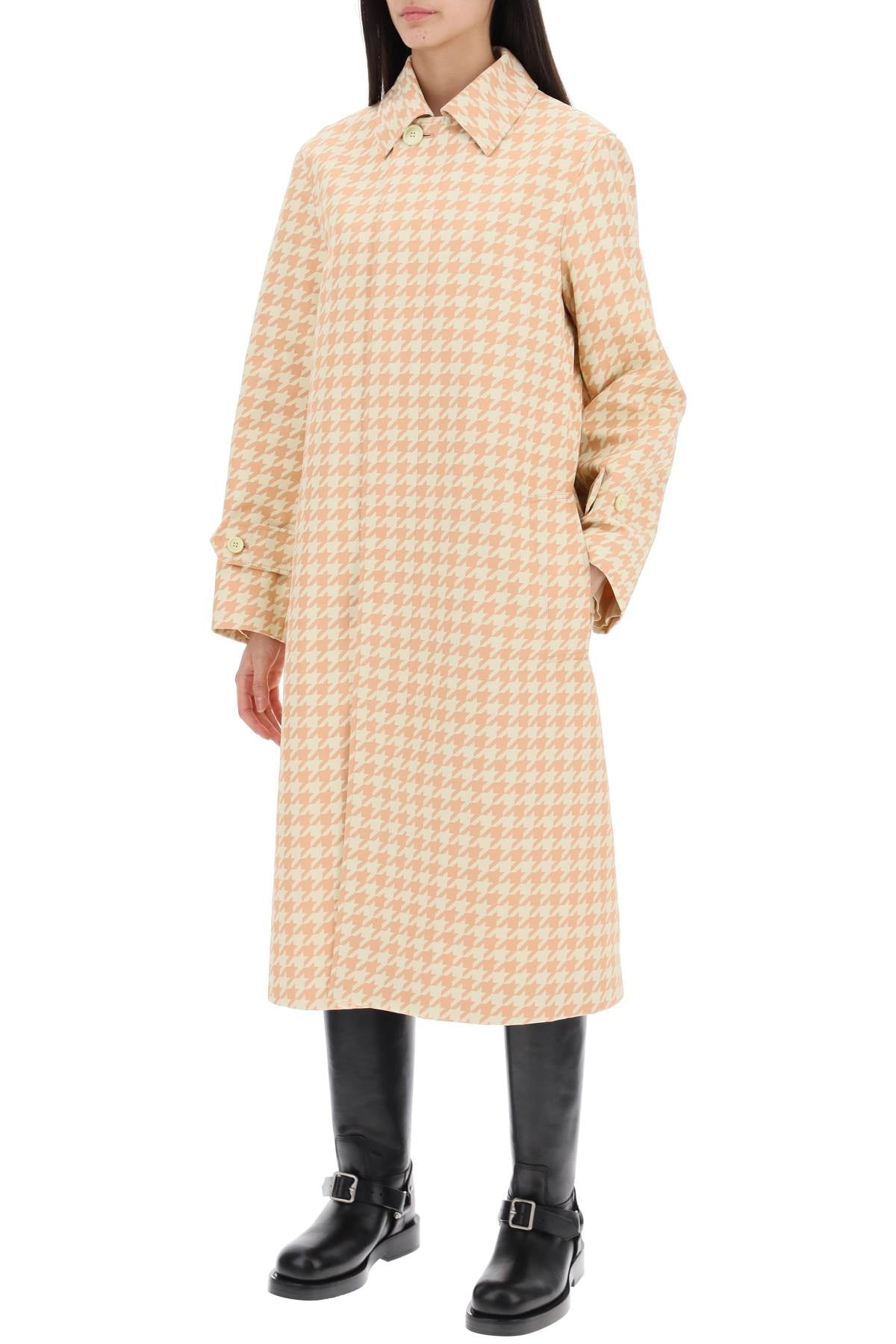 Burberry Houndstooth Patterned Car Coat Women