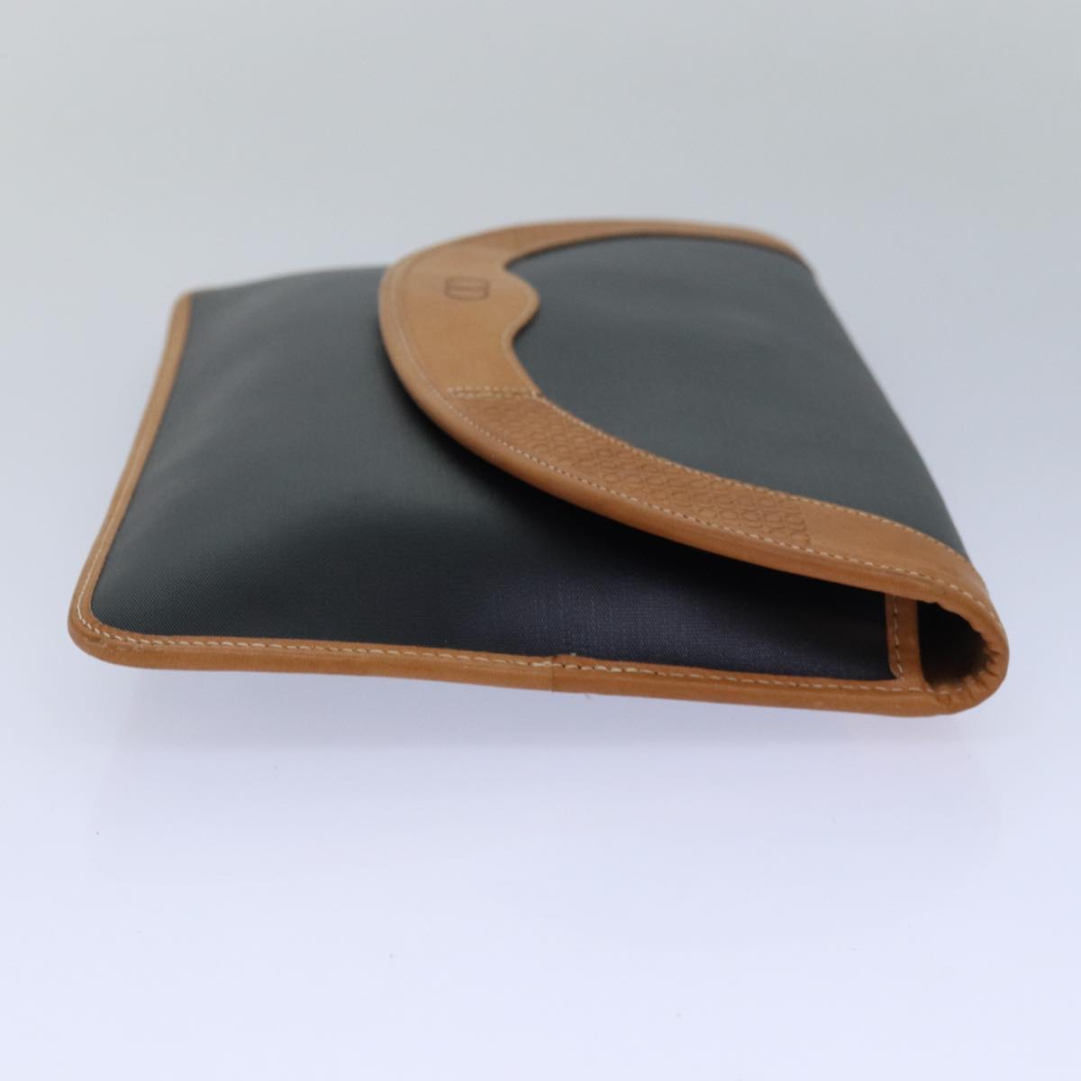 CHRISTIAN DIOR Clutch Bag Nylon Black Beige Auth 81010