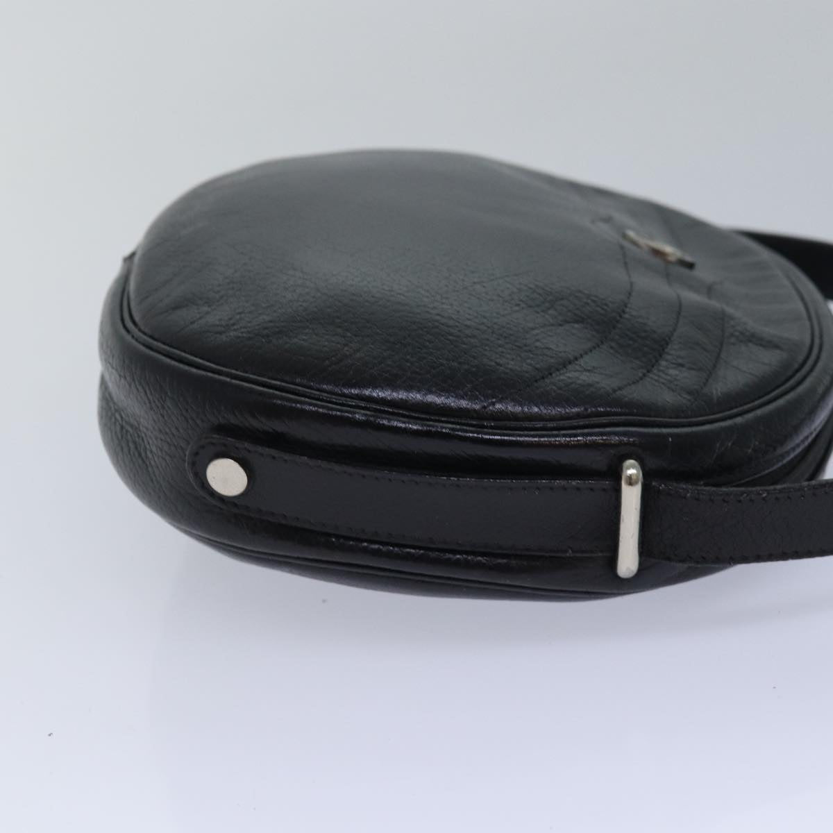 CHRISTIAN DIOR Shoulder Bag Leather Black Auth 81014