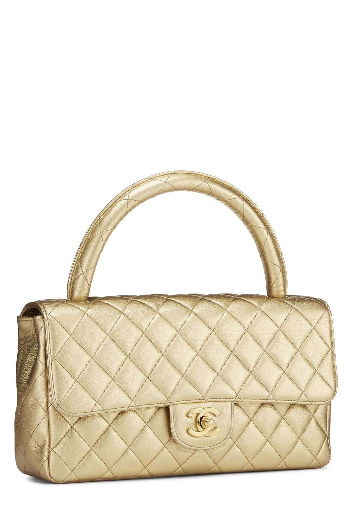 Chanel, Metallic Gold Quilted Lambskin Kelly Flap Medium, Gold