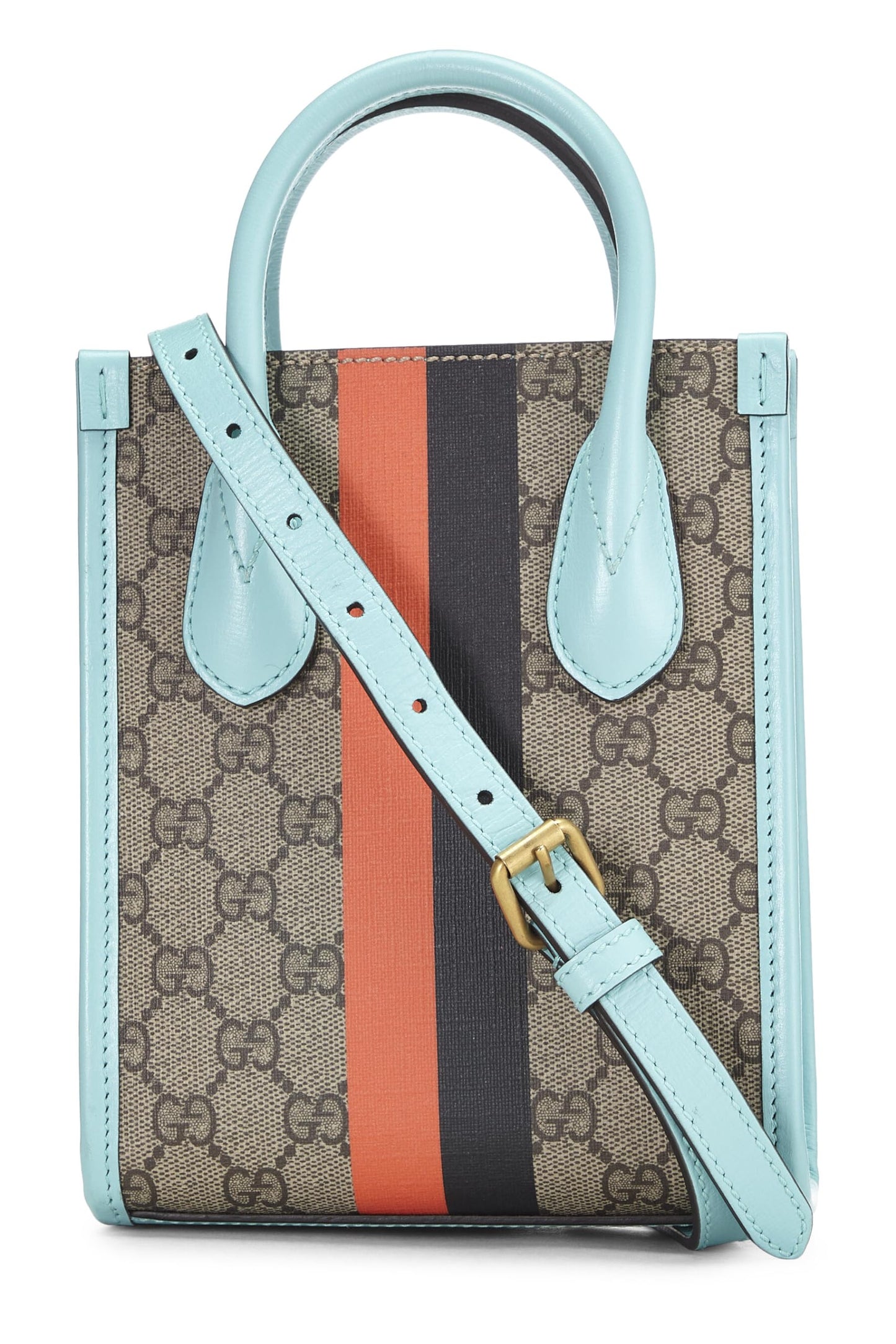 Gucci, Turquoise Original GG Supreme Canvas Tiger Tote Mini, Navy