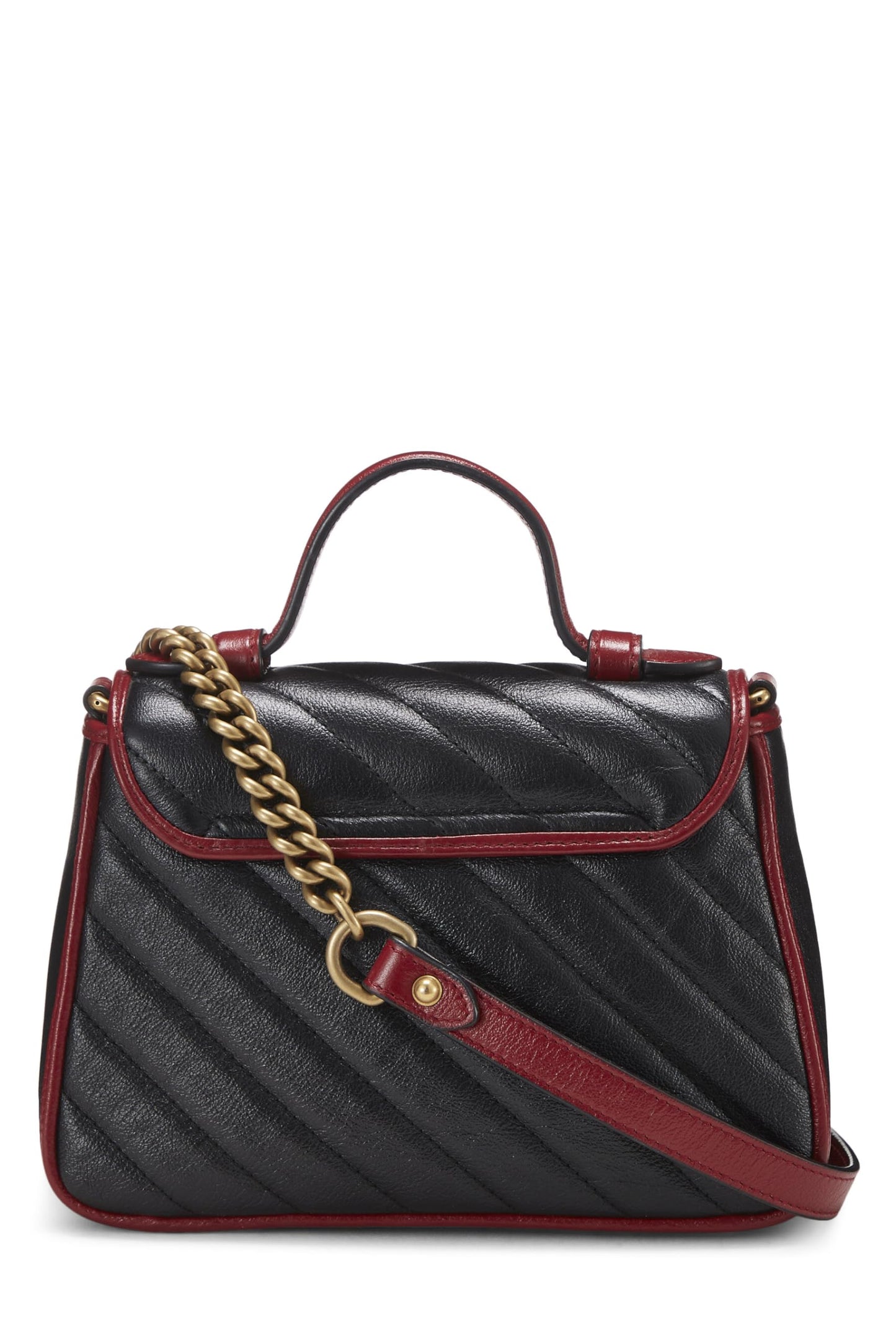 Gucci, Black Leather Torchon GG Marmont Top Handle Bag Mini, Multi