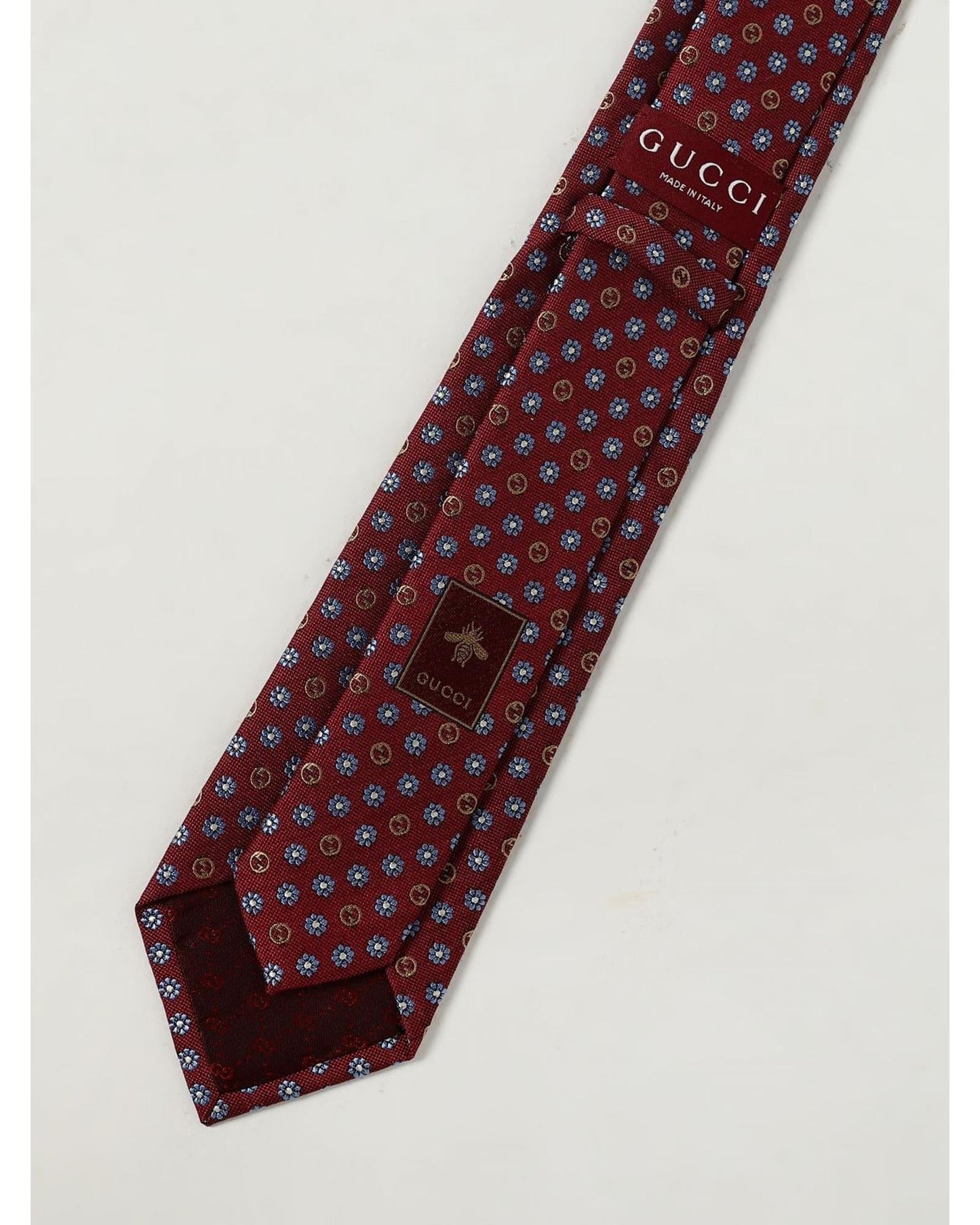 Gucci Floral Pattern Tie Men Burgundy