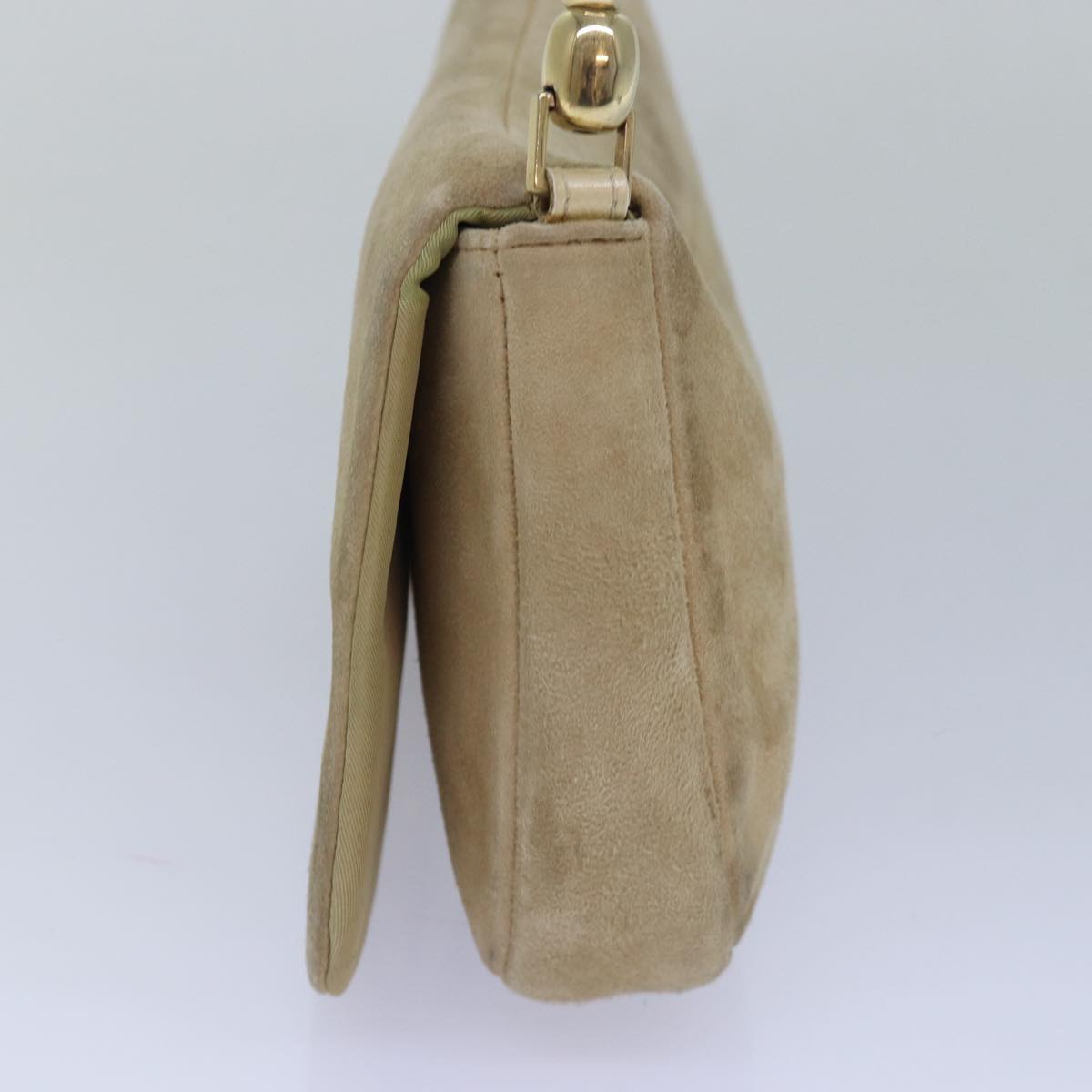 CHRISTIAN DIOR Shoulder Bag Suede Beige Auth 81607