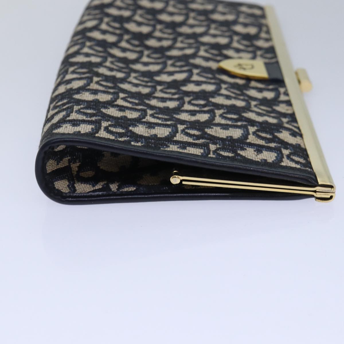 CHRISTIAN DIOR Trotter Canvas Clutch Bag Navy Auth 81632